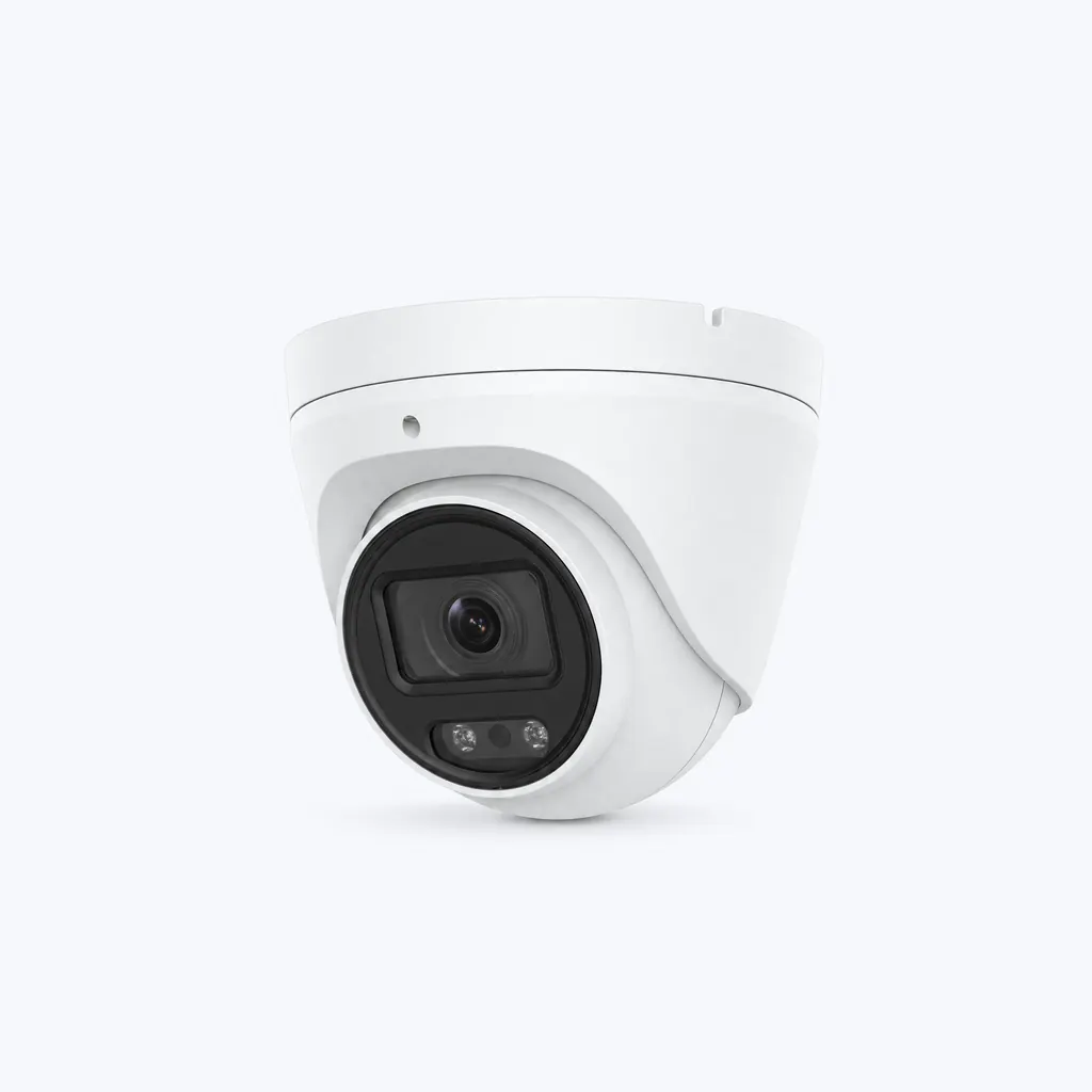 A professional white turret security camera